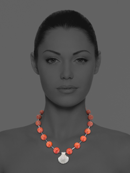 Stars seashell and coral necklace