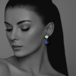 Stars seashell silver earrings lapis