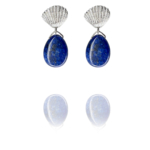 Stars seashell silver earrings lapis