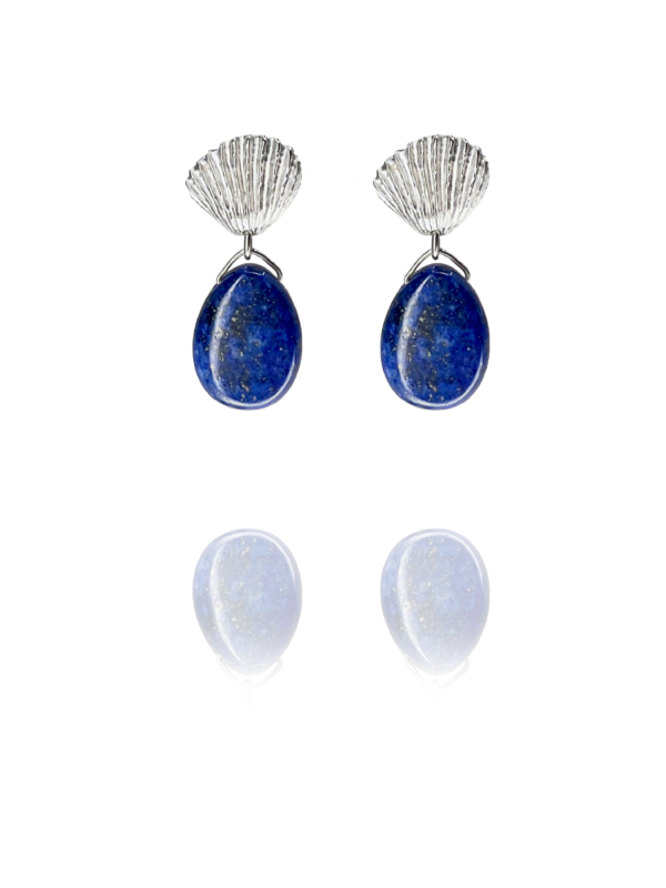Stars seashell silver earrings lapis