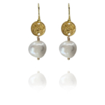 old persian coin pearl vermeil earrings