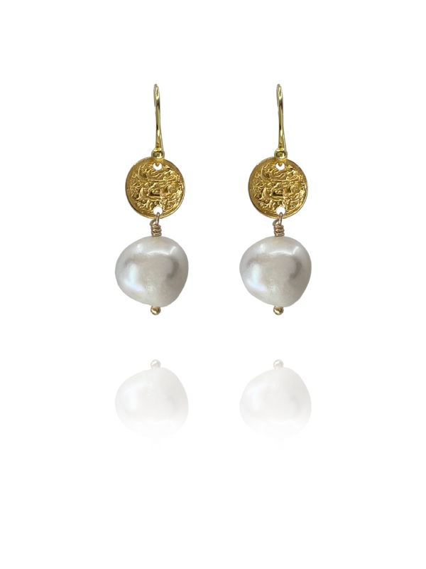 old persian coin pearl vermeil earrings