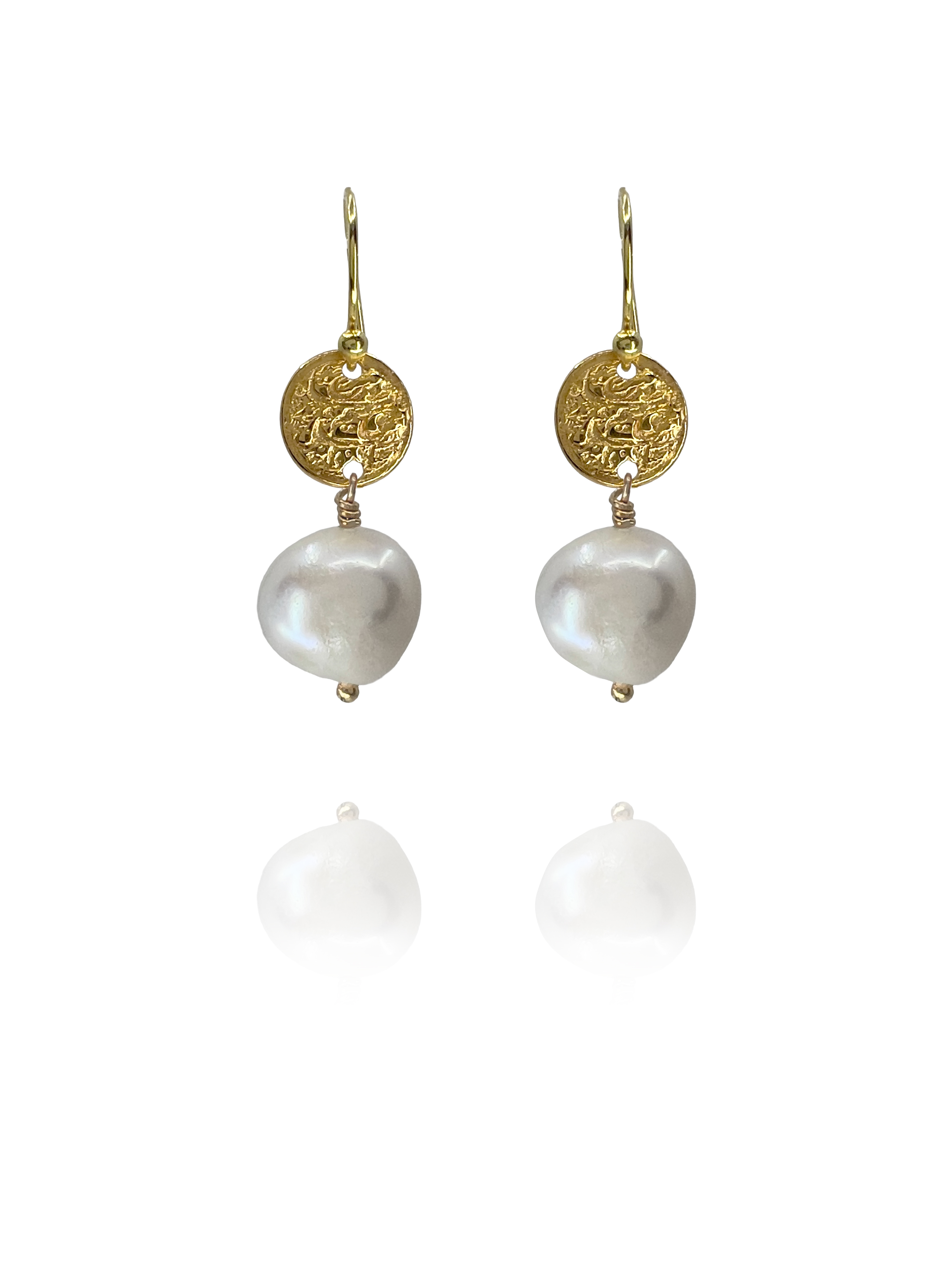 old persian coin pearl vermeil earrings