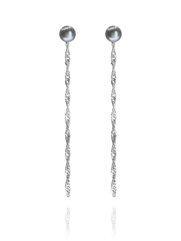 stars grey natural cultured pearl silver earrings