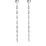 stars white natural cultured pearl silver earrings