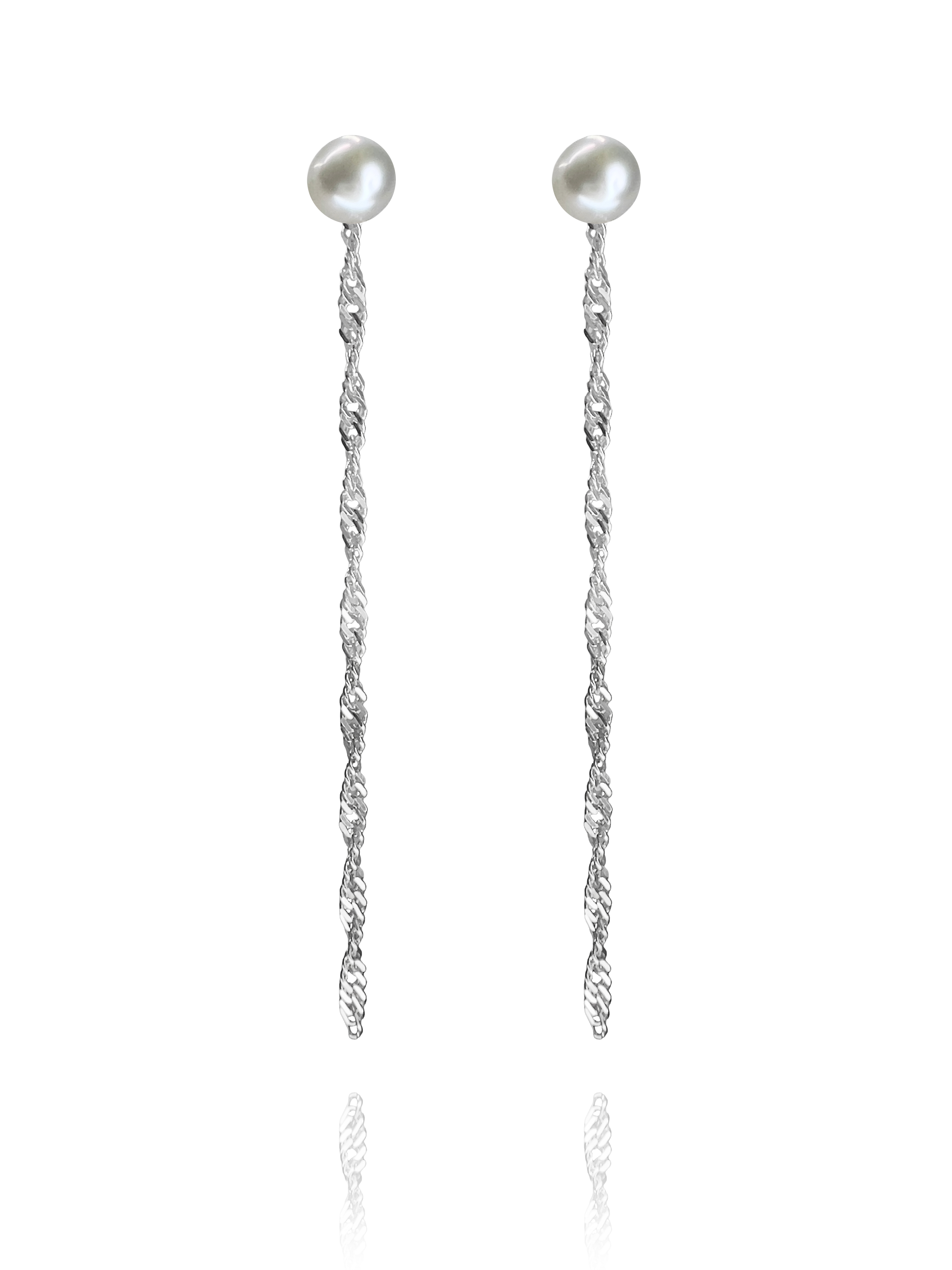 stars white natural cultured pearl silver earrings