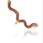 Coin choker carnelian pyrite garnet silver vermeil
