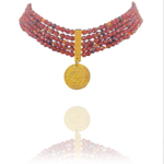 Coin choker carnelian pyrite garnet silver vermeil