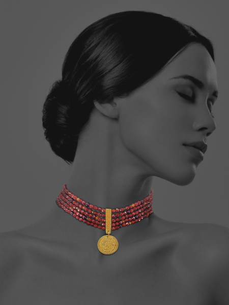 Coin Choker Carnelian Necklace