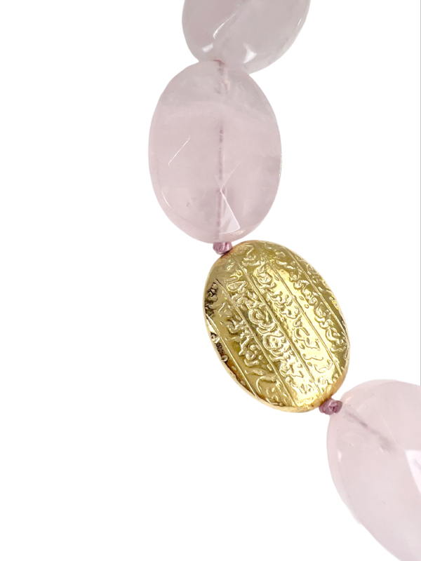 Hope Rose Quartz Silk Knotted vermeil necklace