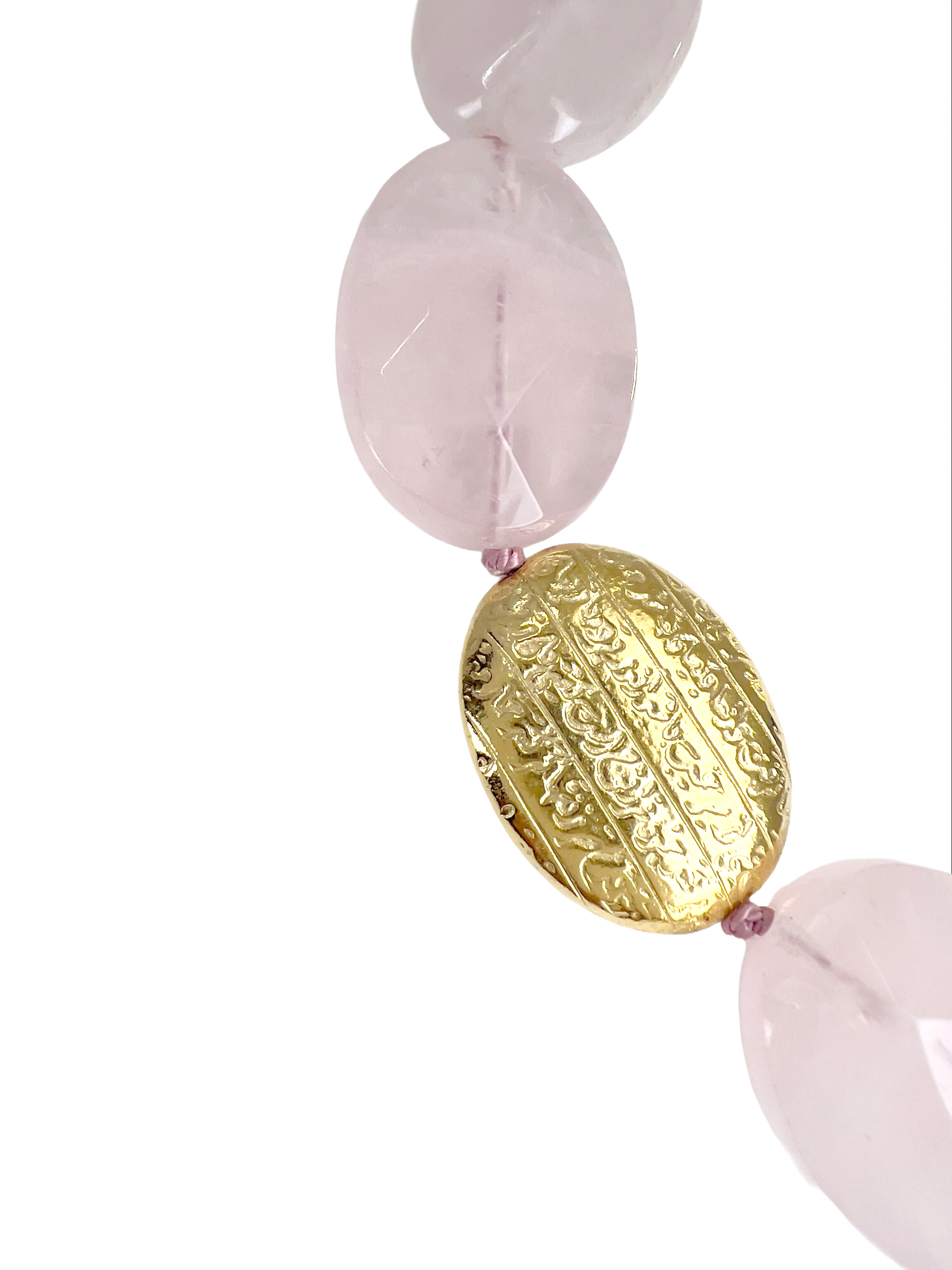Hope necklace silk silver vermeil faceted rose qurtaz