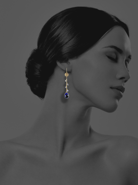 Old Persian Coin with Royal Blue Opaque Sapphire Earrings