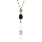 old Persian Coin necklace vermeil silver iolite sapphire