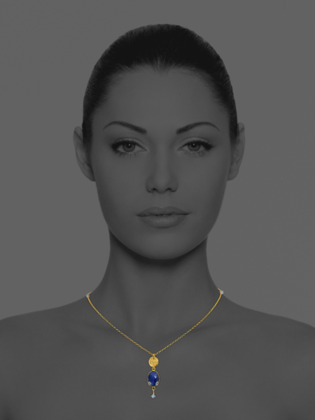 Old Persian Coin with Royal Blue Opaque Sapphire Necklace