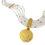 Coin choker pearl pyrite silver vermeil