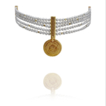 Coin choker pearl pyrite silver vermeil